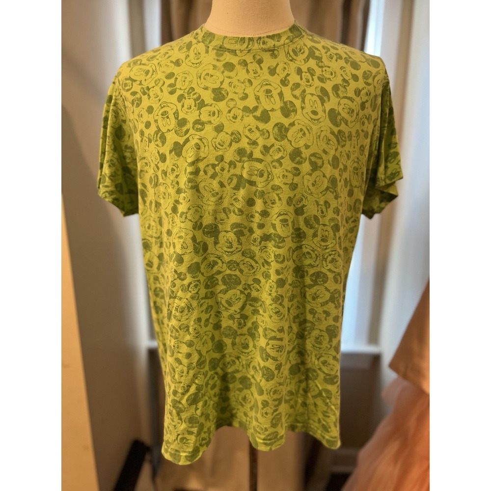 Disney Parks Men's T Shirt Mickey All Over Lime‎ Green Xl